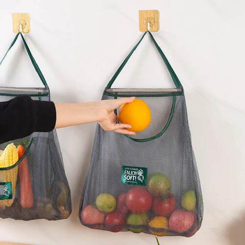 Reusable Storage Bags Kitchen Hanging Mesh Bag Home Fruit
