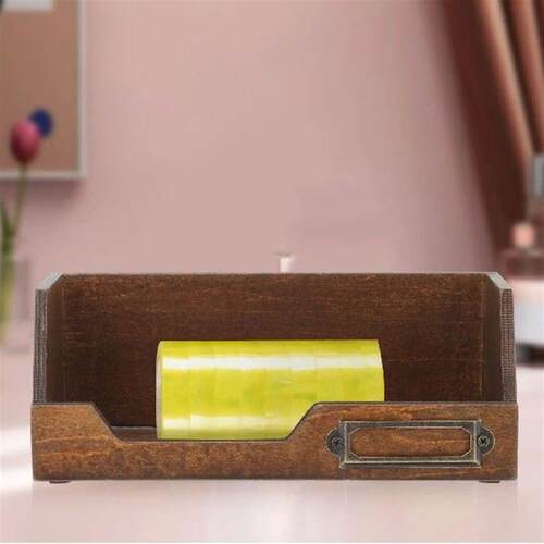 2 Pcs Storage Box Wooden Desk Organizer Coffee Color Craft