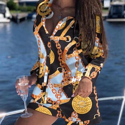 Long Sleeve Buttoned Top & Pocket Design Shorts Set Summ