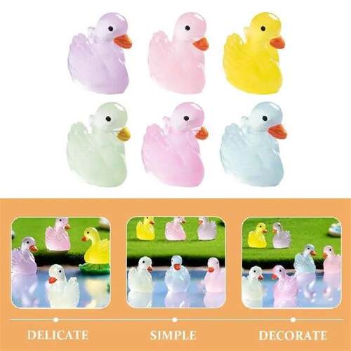 12 Pcs Swan Resin Mini Animals Cute Figures Office
