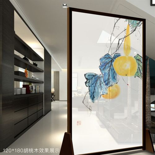 福字屏风隔断客厅小户型玄关卧室实木隔断办公室财运画纱移动座屏