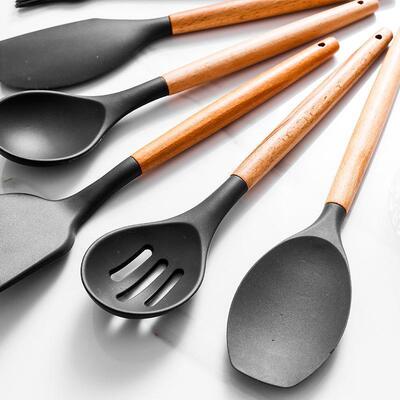 Silicone spatula cooking spoon set, nonstick spatula