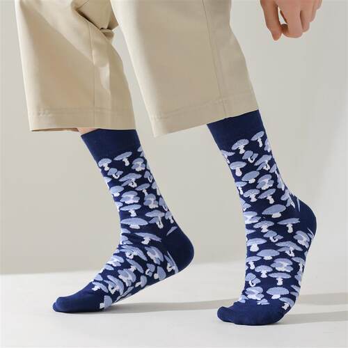 Colorful Mens Crew Socks Soft Cotton Fun Design Ankle Socks