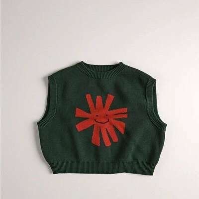 2025 Autumn Children Knitted Vest Baby Boys Girls Cute Carto