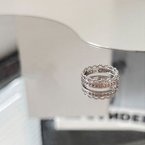 2023 Pink Crystal Irregular Heart Rings Vintage Zircon Opal