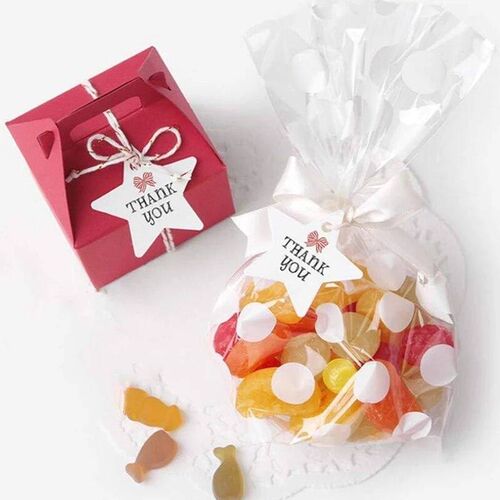 100pcs White Dot Cookie Bags Transparent Candy Biscuit Popco