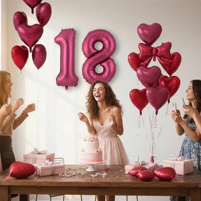 40inch Wine Red Large Burgundy Number Balloon Matte Mylar He