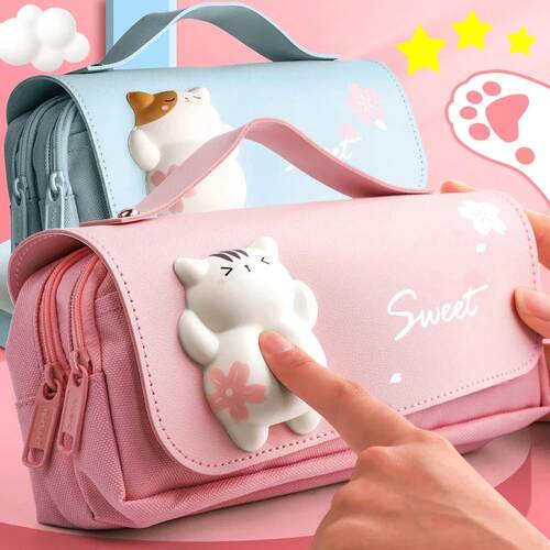 3D Kawaii Pencil Case Girls Decompression Pen Pouch Cute Wat