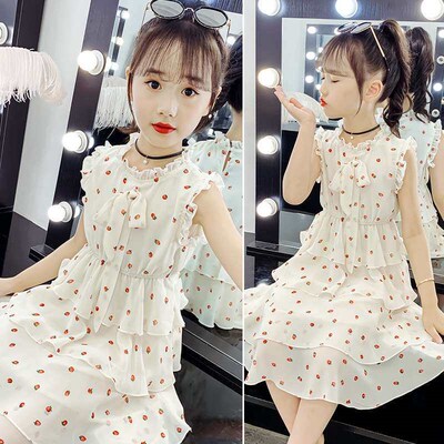 Girls Chiffon Dress New Summer Western Style Childrens Long
