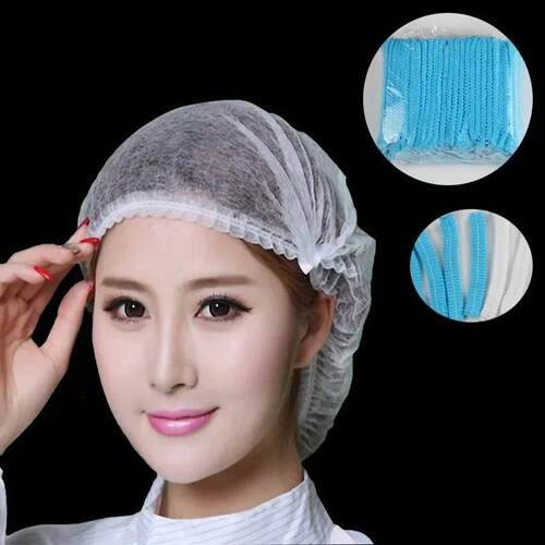100pcs/Pack Disposable Bathing Cap Hair Head Covers Net Bouf