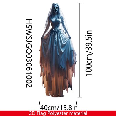 1pc Halloween Skeleton Bride Hanging Flag - Outdoor/Indoor