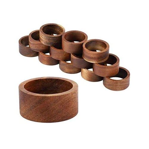 12 Pieces Wood Napkin Rings Dining Table Napkin Holder