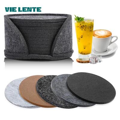 11pcs/set Round Felt Coaster Mug Cup Mat Pad Dining Table