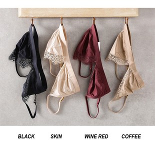 Soft Satin Bra Comfortable Underwear Wireless Lace Bralette