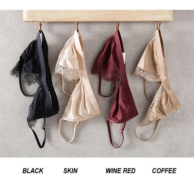 Soft Satin Bra Comfortable Underwear Wireless Lace Bralette