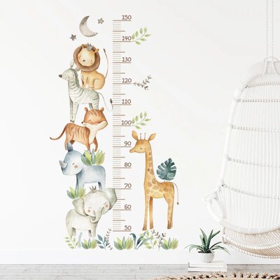 3PC Cartoon Animal Height Ruler Wall ers for Waterproof Remo