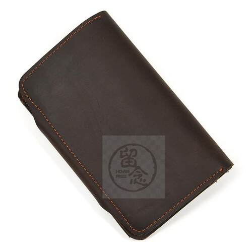 -Mens Leather Wallet Crazy Horse Leather Buckle Wallet Casu
