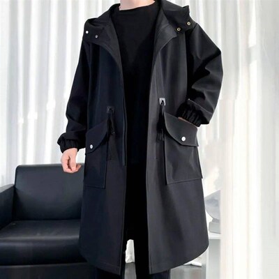 Zippered Long-sleeve Coat for Men Setwear Mens nch Coat