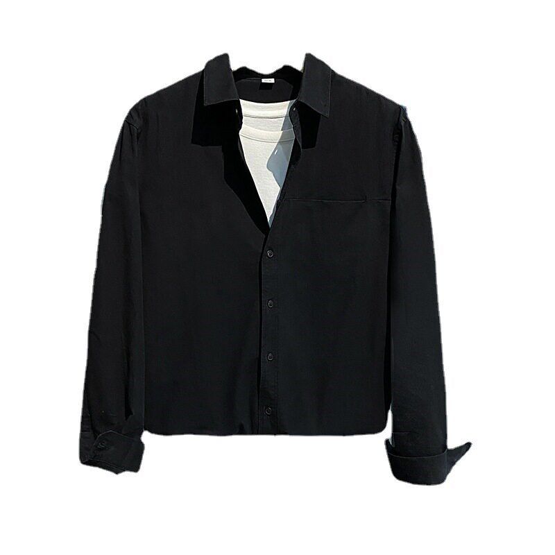 Morandi Color Shirt Mens Design Sense Niche Youth DK Unifor - 实物图