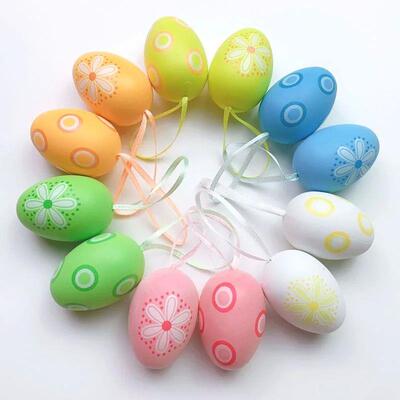 12pcs Plastic Easter Eggs Happy Easter Decorations Painted B