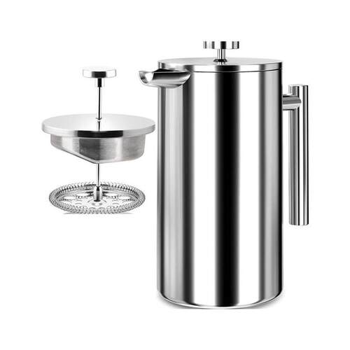 French Press Coffee Maker 304 Grade Stainless Steel Silver