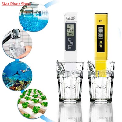 2Pcs TDS Meter Digital Water Tester Digital 0.0-14.0 PH Mete