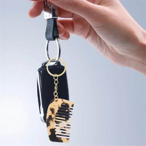 4 Pcs Mini Keychain 5 3cmx3 1cm Acetate Material Hair