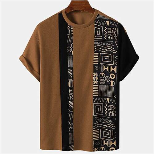 Mens effect color blocking short sleeved fashionable mens