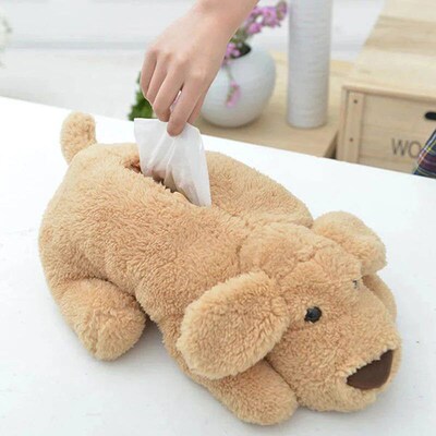 Cute Cartoon Plush Dog Tissue ver Box Paper Container Napkin
