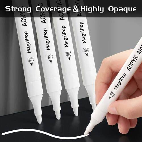 5pcs White Acrylic Marker,Permanent Pen Art Supplies for Bla