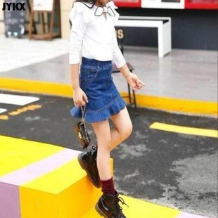 Girls 2023 Spring and Summer Skirt New Girls Denim Skirt Fis