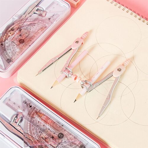 8 In1/Set Compass Ruler Iron Box Binding Mathematical
