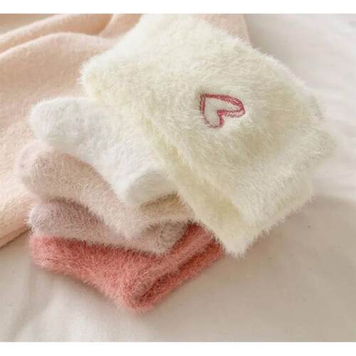 Mink Heart Velvet Socks for Women and Men Autumn and Winter