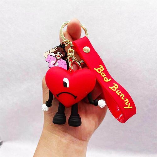 Fashion 3D Cute Bad Bunny Heart Keychain Keyring For Women M