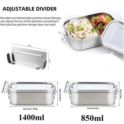 Stainless steel Lunch Box With Compartment, Portable Sealed