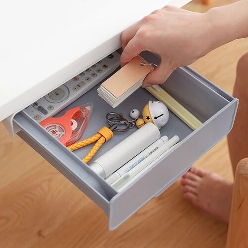 Under Desk Drawer Adhesive Storage Box For Office Hidden Sto