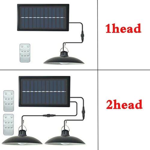 Solar Pendant Light Outdoor Waterproof LED Lamp Double-head