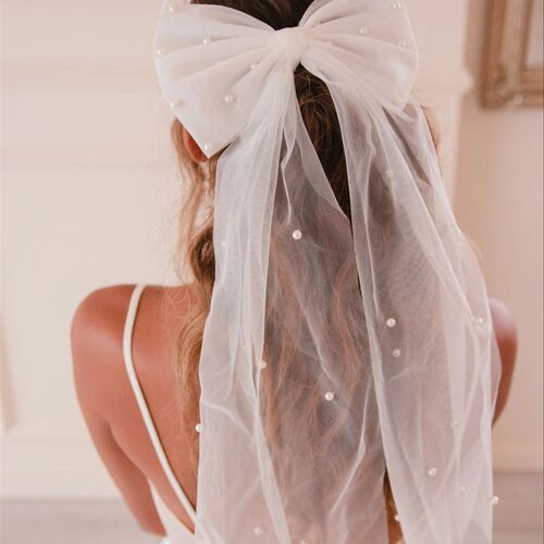 TOPQUEEN V04a Communion Girls Veil Mini Veil for Bride Pearl