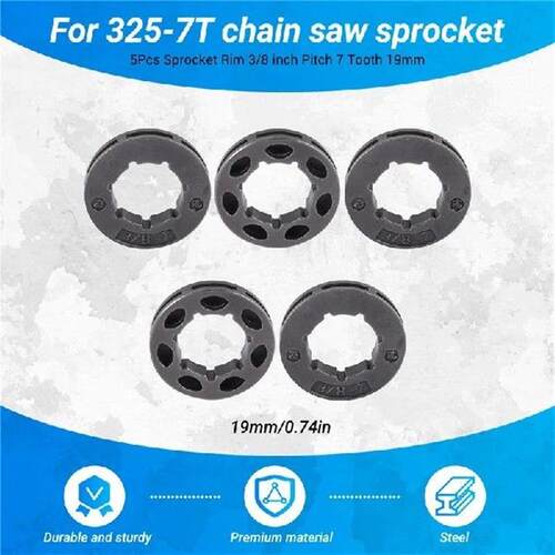 A15F-5Pcs Sprocket Rim 3/8 Inch Pitch 7 Tooth 19Mm For