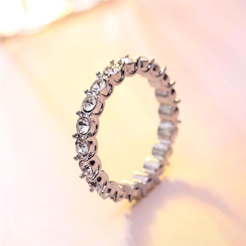 IPARAM Fashion Silver Color Rhinestone Zircon Ring Women Ele