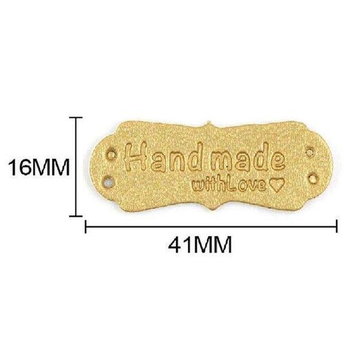 50Pcs PU Leather Tags Handmade With Love Labels Sewing