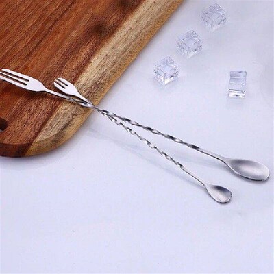 1PC 25/32cm Stainless Steel Cocktail Bar Spoon Spiral Drink
