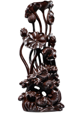 黑檀木雕刻年年有鱼根雕红木家居客厅玄关摆件装饰工艺品乔迁送礼