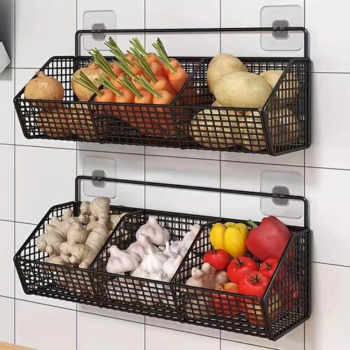 Wall Mounted Kitchen Storage Basket Suitable for Durable Met