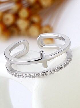 Retro Minimalist Opening Rings For Women Double Layer Moon S