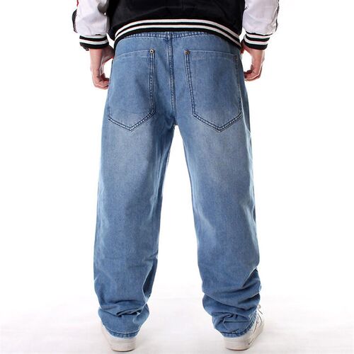 Light Blue Plus Size Jeans Mens Loose Casual rendy Hip Hop