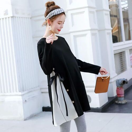 Maternity Dress For Pregnant Women Clothes Casual Patchwork