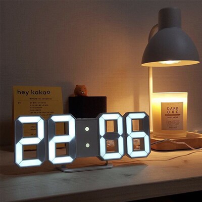3D LED Digital Alarm Clock Three-dimensional Wall Clock Hang