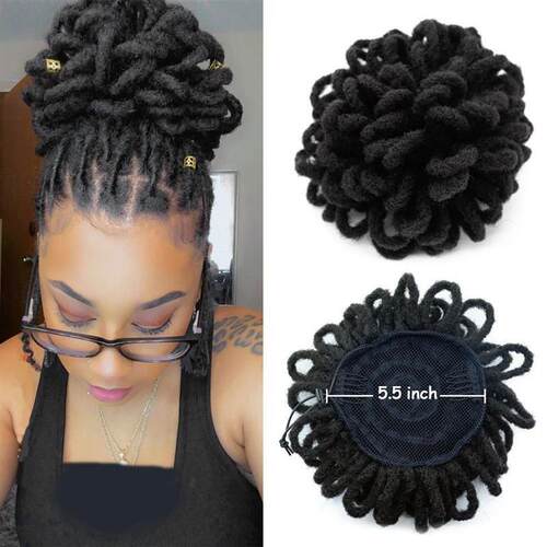 Synthetic Dreadlocks Hair Afro Puff Chignon Kinky Buns Draws