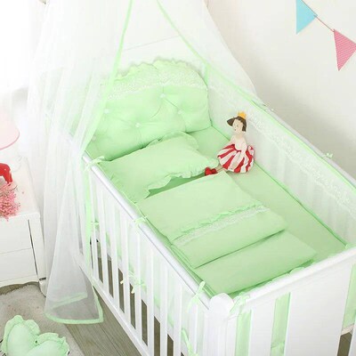 5Pcs Summer Breathable Baby Bed Mesh Bumper Baby Bed Fence N
